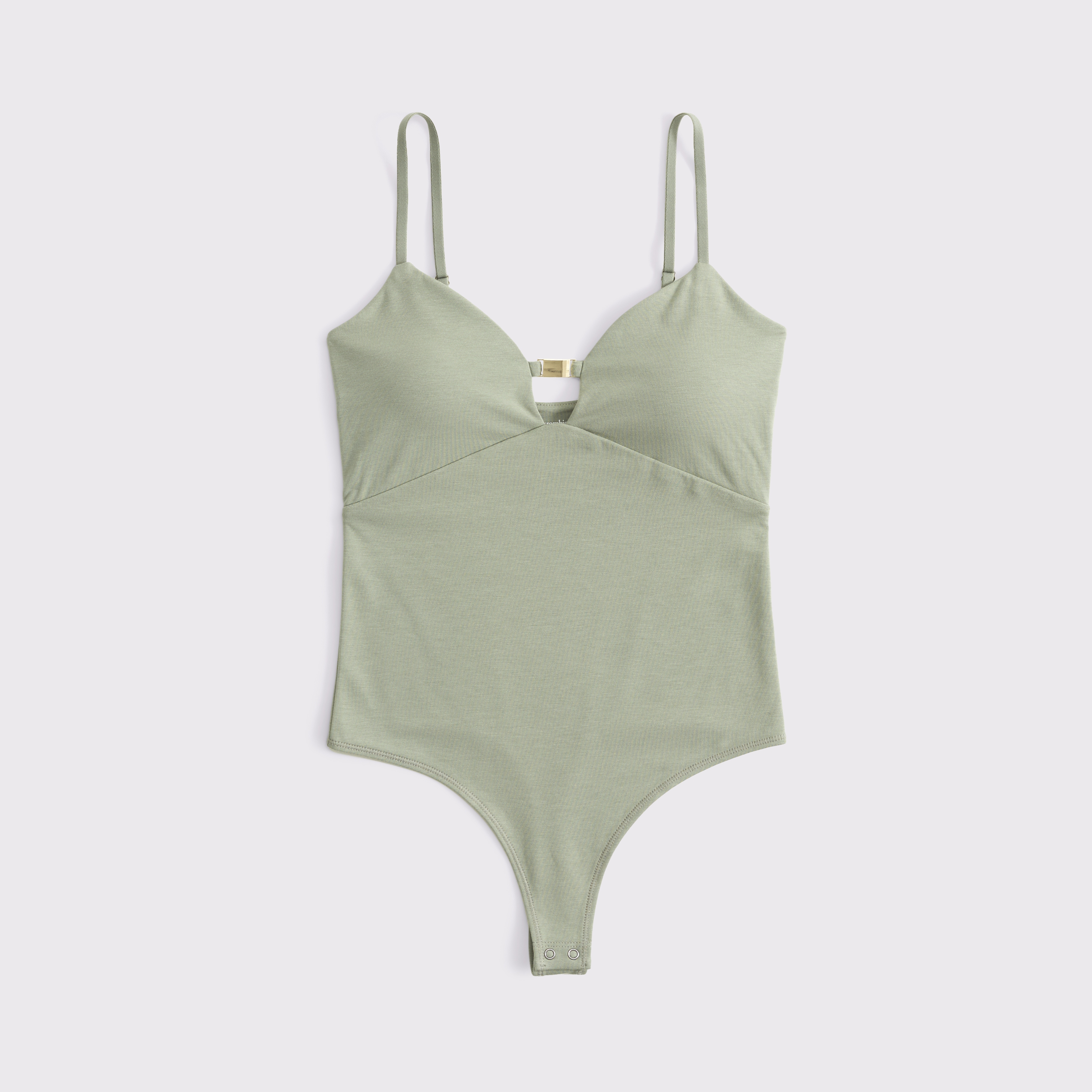 Abercrombie & Fitch Bra-free Hardware Cutout Bodysuit In Green