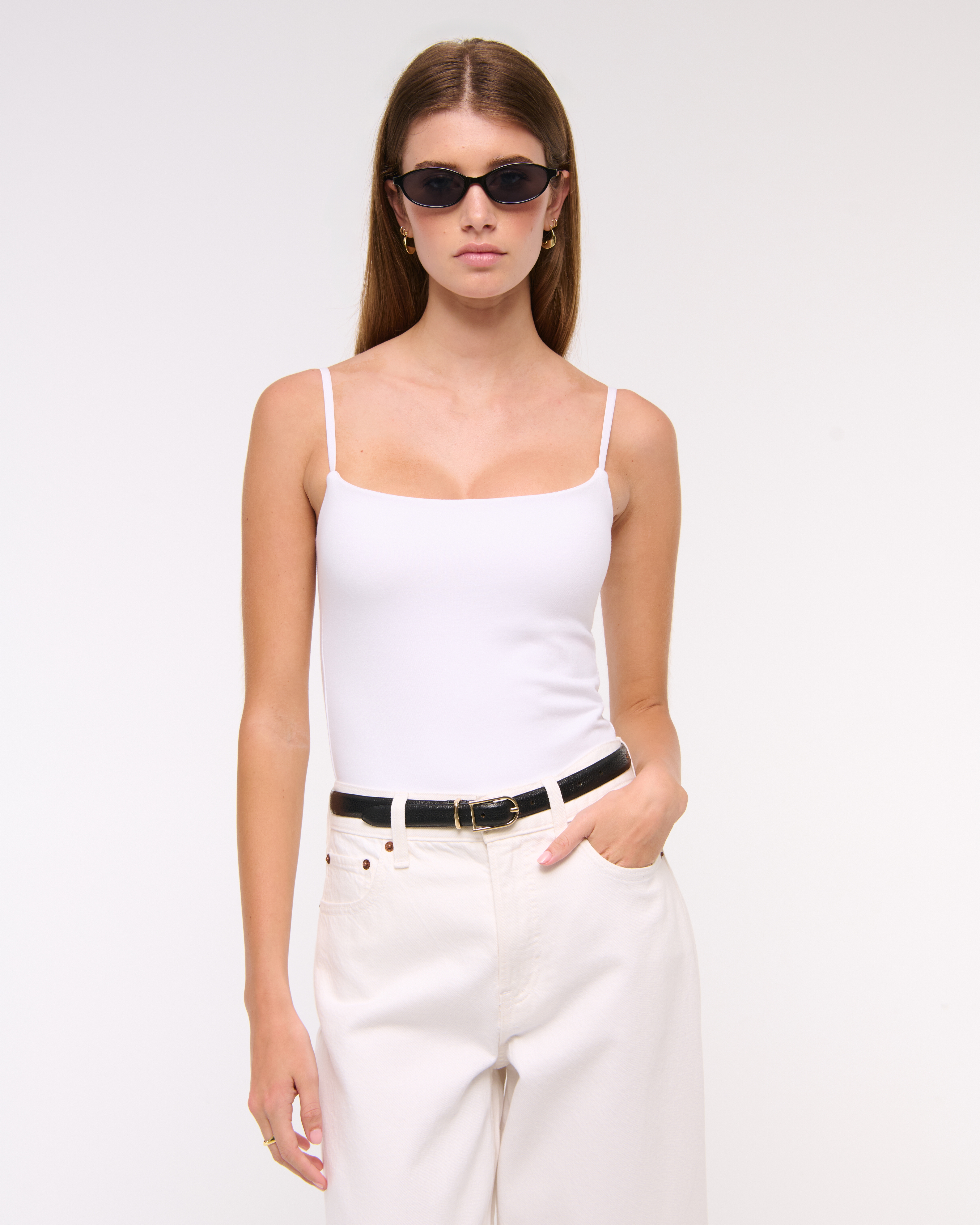 Abercrombie & Fitch Bra-free 90s Cami Bodysuit In White