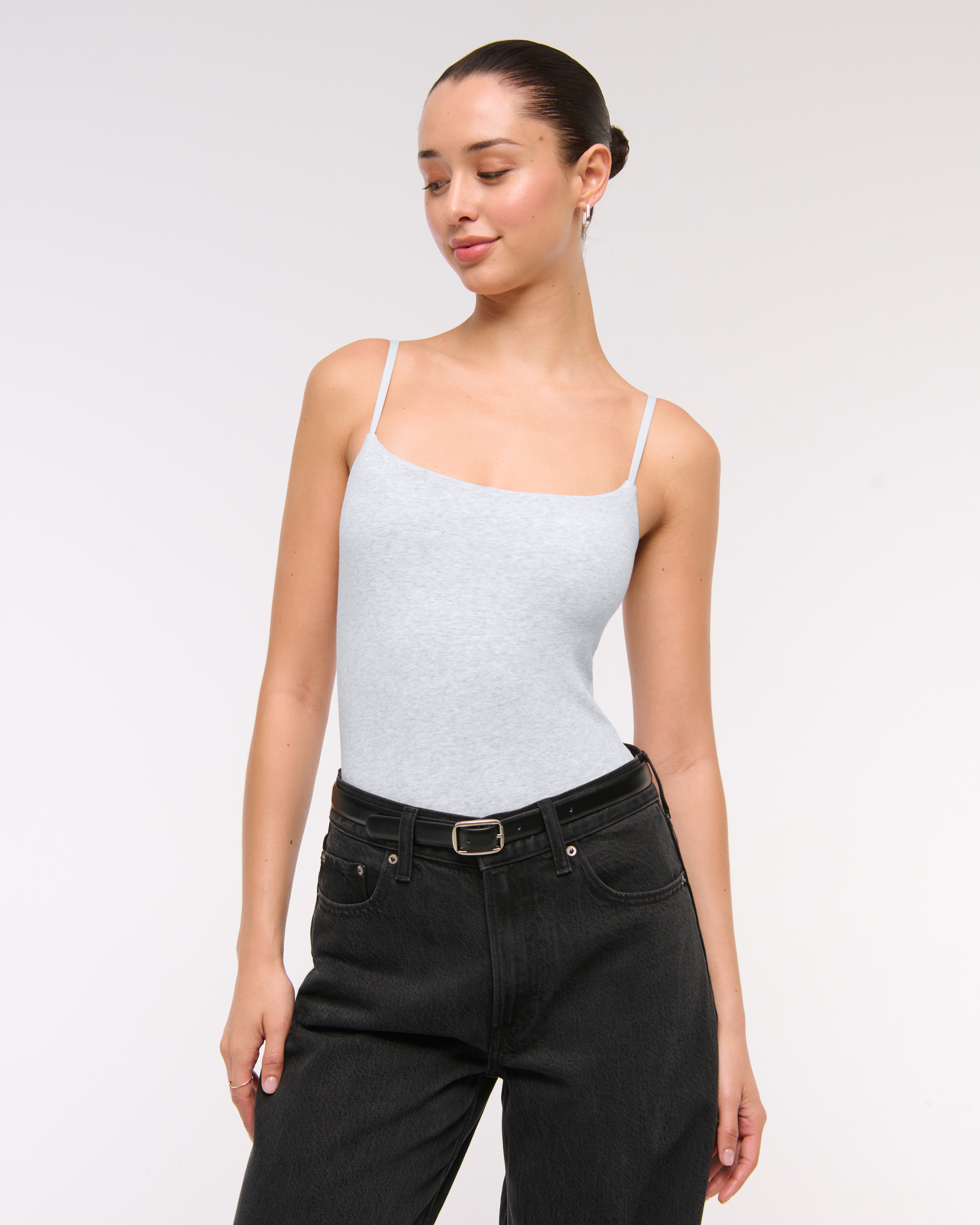 Abercrombie & Fitch Bra-free 90s Cami Bodysuit In Gray