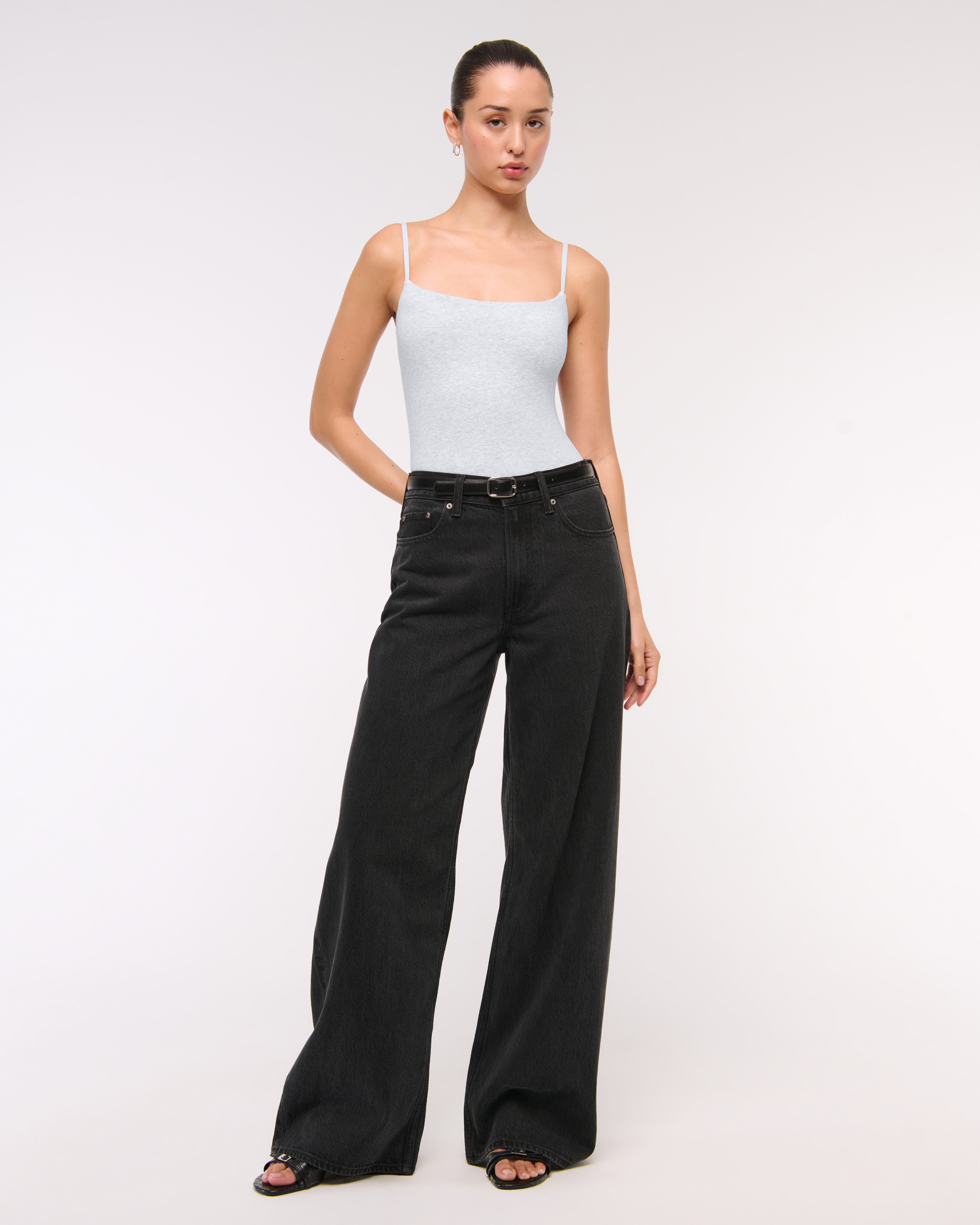 Abercrombie & Fitch Bra-free 90s Cami Bodysuit In Gray