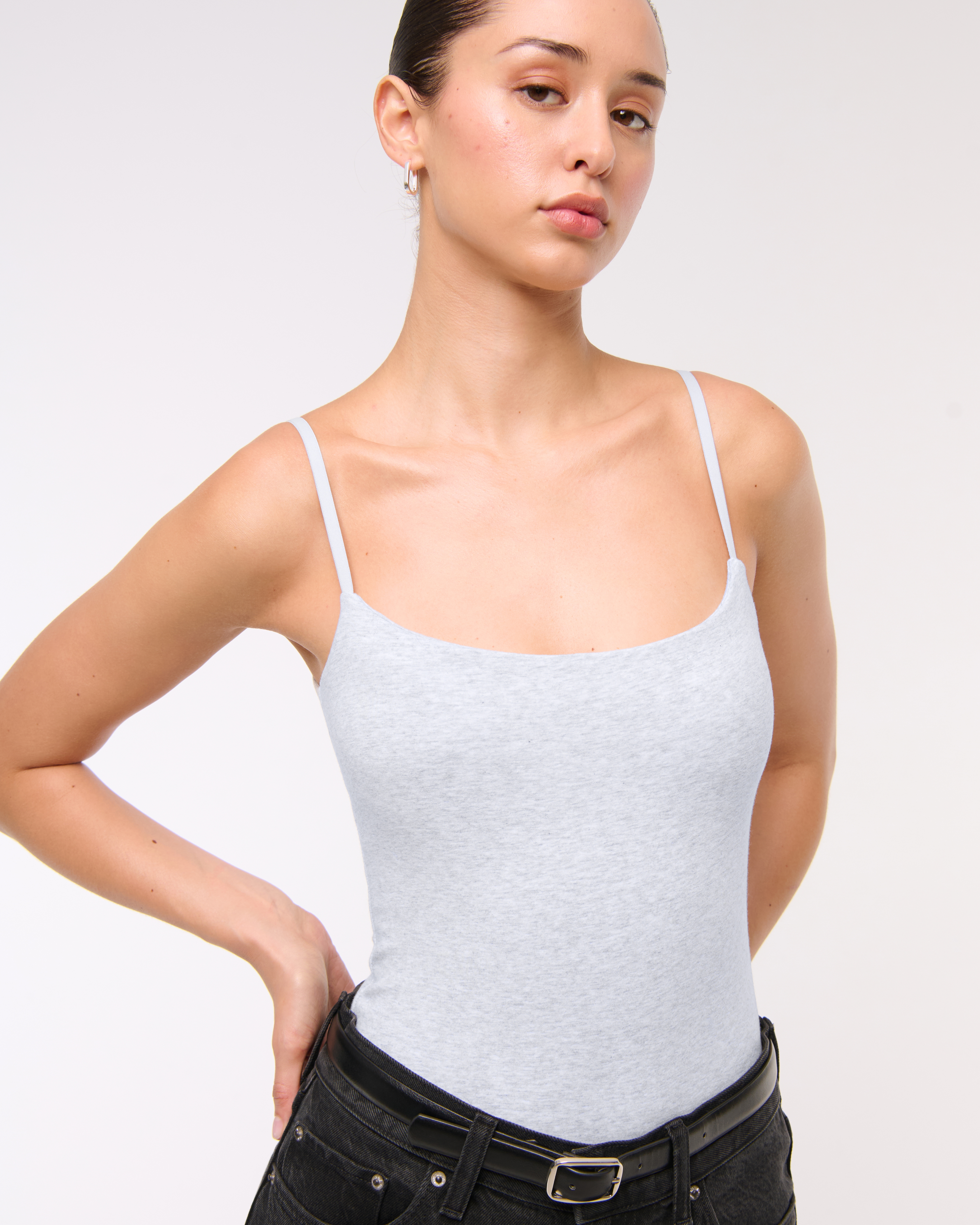 Abercrombie & Fitch Bra-free 90s Cami Bodysuit In Gray