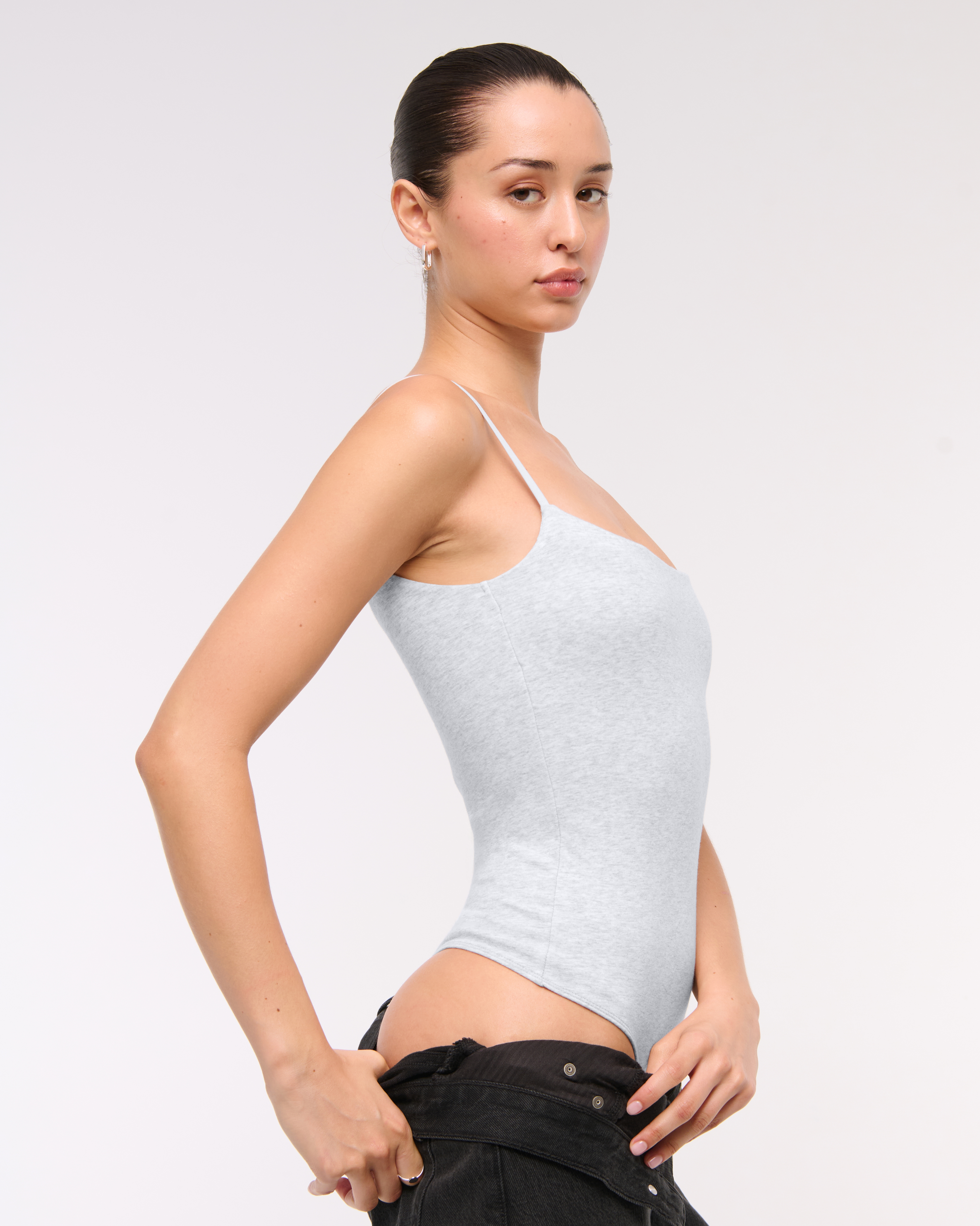 Abercrombie & Fitch Bra-free 90s Cami Bodysuit In Gray