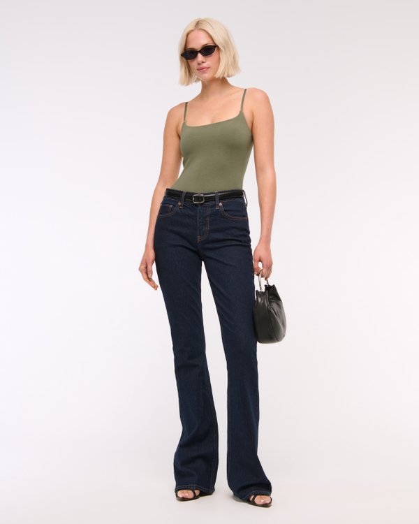 Bra-Free 90s Cami Bodysuit, Natural Green view 2