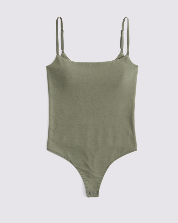 Bra-Free 90s Cami Bodysuit, Natural Green view 1