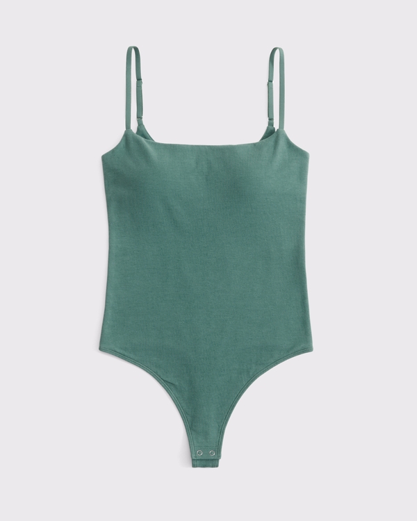 Bra-Free 90s Cami Bodysuit, Green view 1