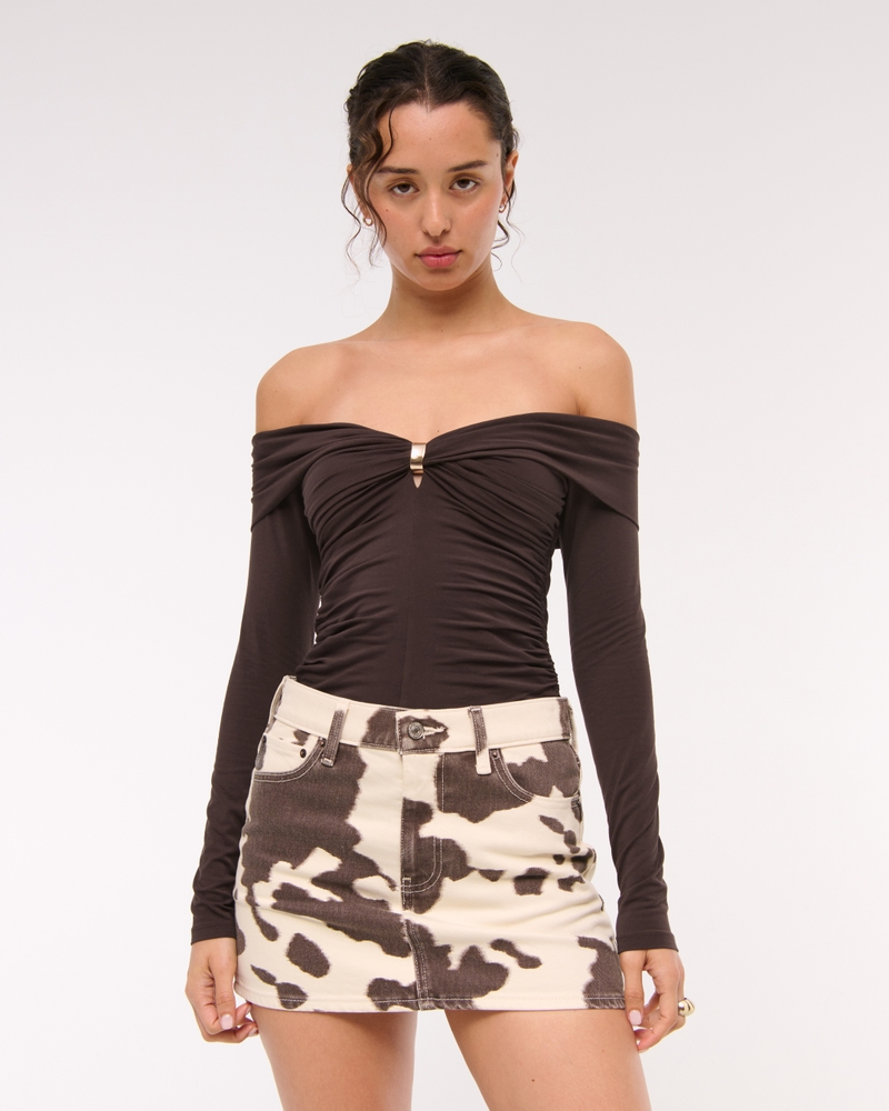 Off-The-Shoulder Draped Mesh Top