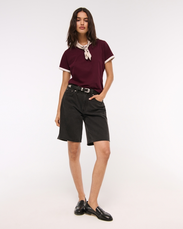 Essential Polished Body-Skimming Tee, Red Wine view 2