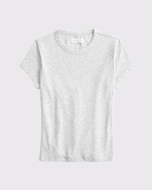Short-Sleeve Cozy Lounge Knit Tee, Light Gray view 1