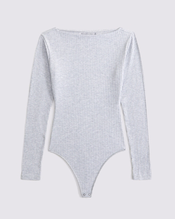 Long-Sleeve Wide Rib Slash Bodysuit