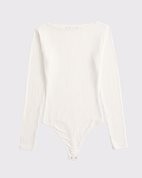 Long-Sleeve Wide Rib Slash Bodysuit