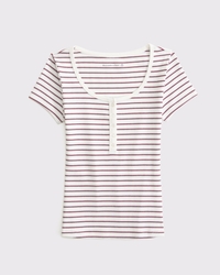 半袖アイコン リブ ヘンリートップ