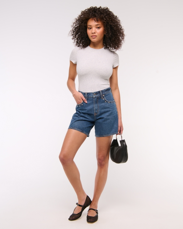 Double-Lined Baby Tee, Light Gray view 2