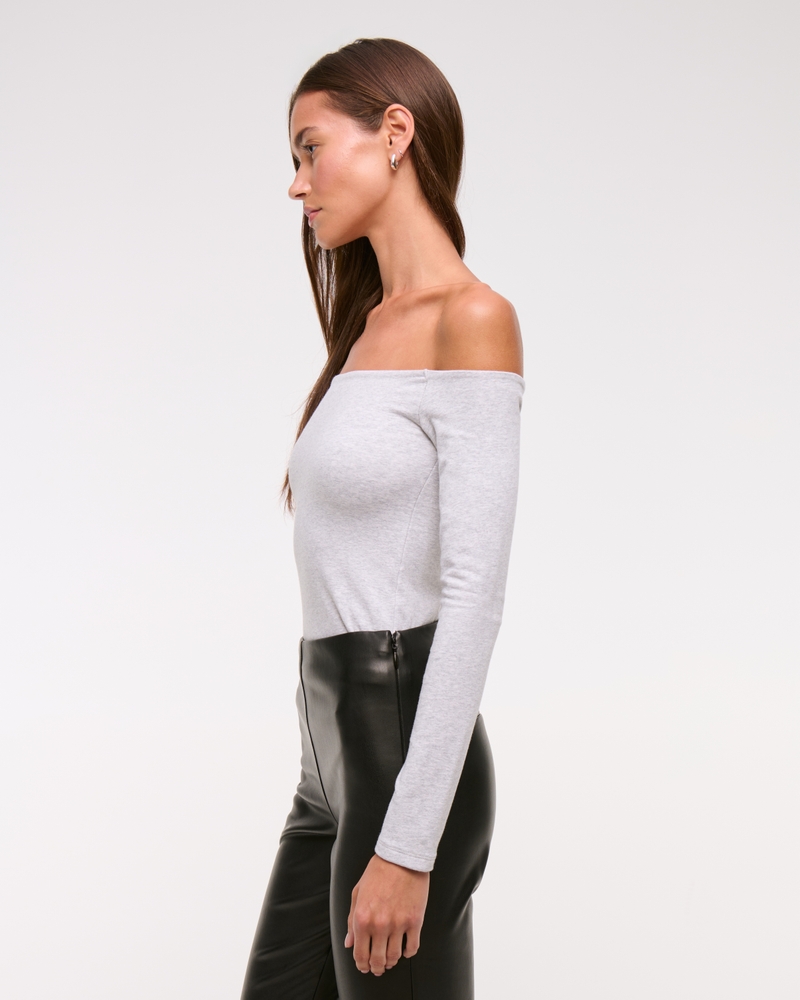 Cotton-Blend Seamless Fabric Off-The-Shoulder Top