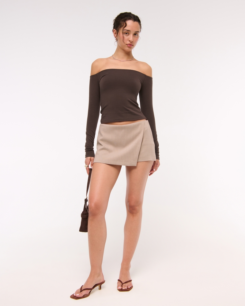 Cotton-Blend Seamless Fabric Off-The-Shoulder Top