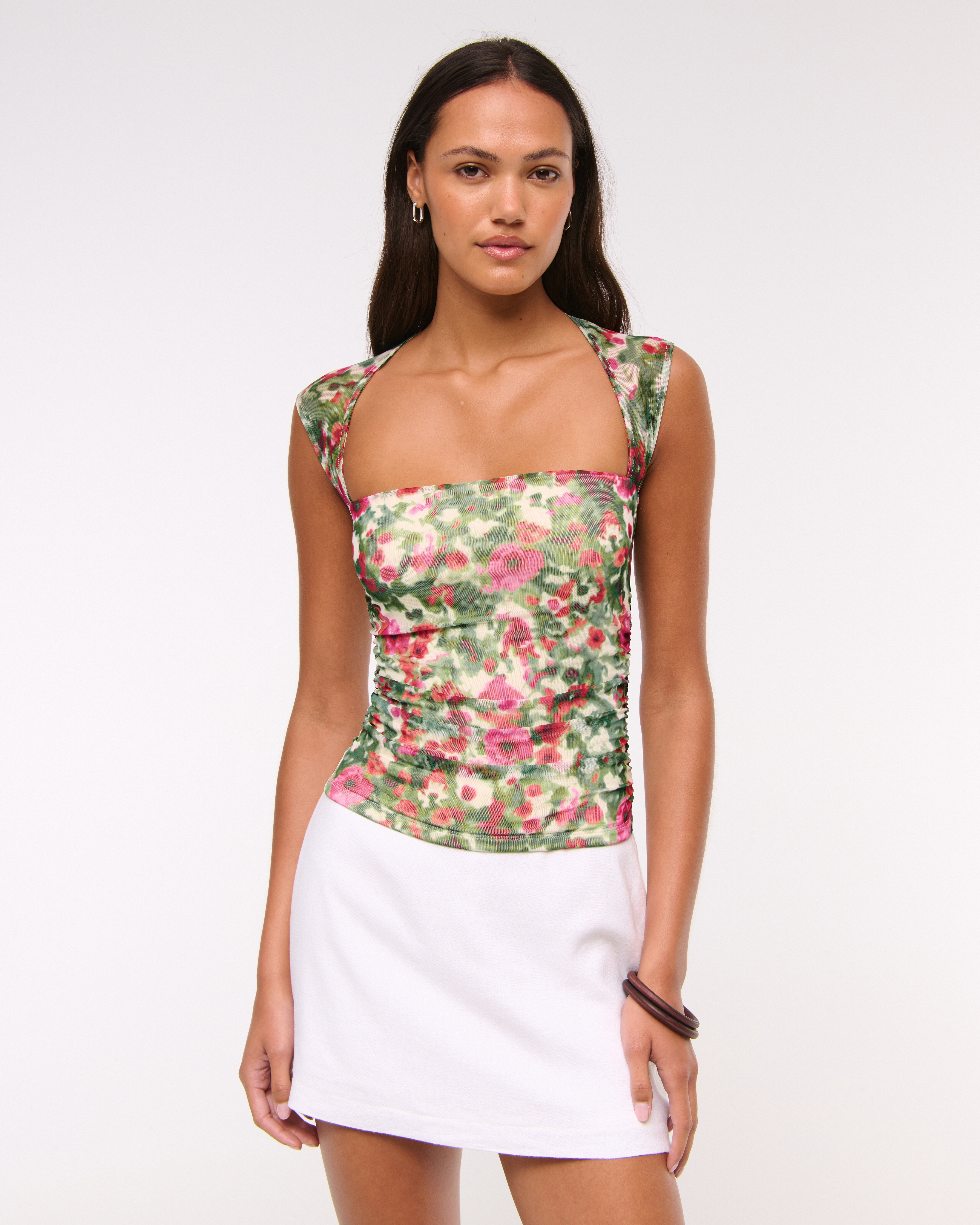 Abercrombie & Fitch The A&f Ava Mesh Top In Green