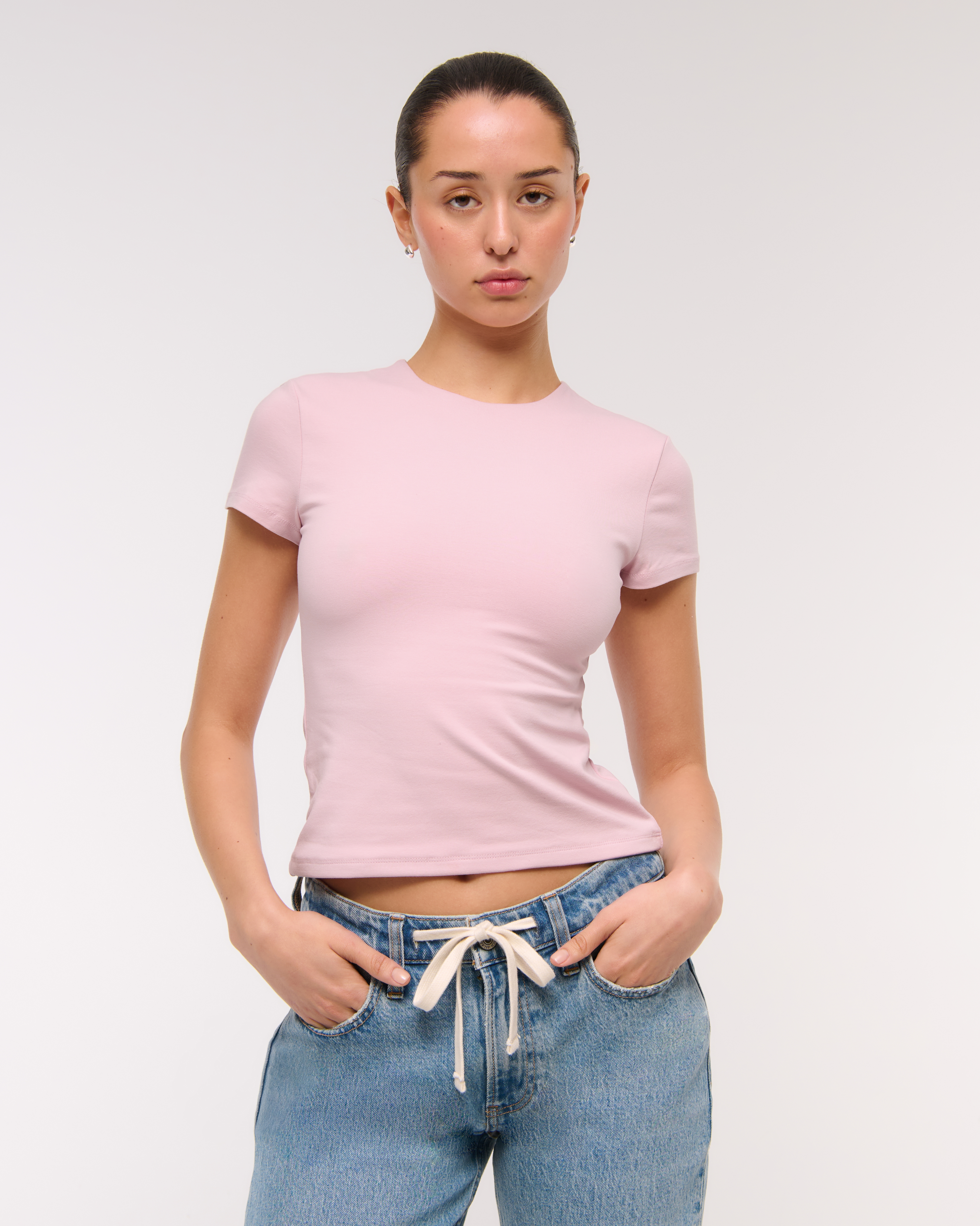 Abercrombie & Fitch Double-lined Baby Tee In Purple