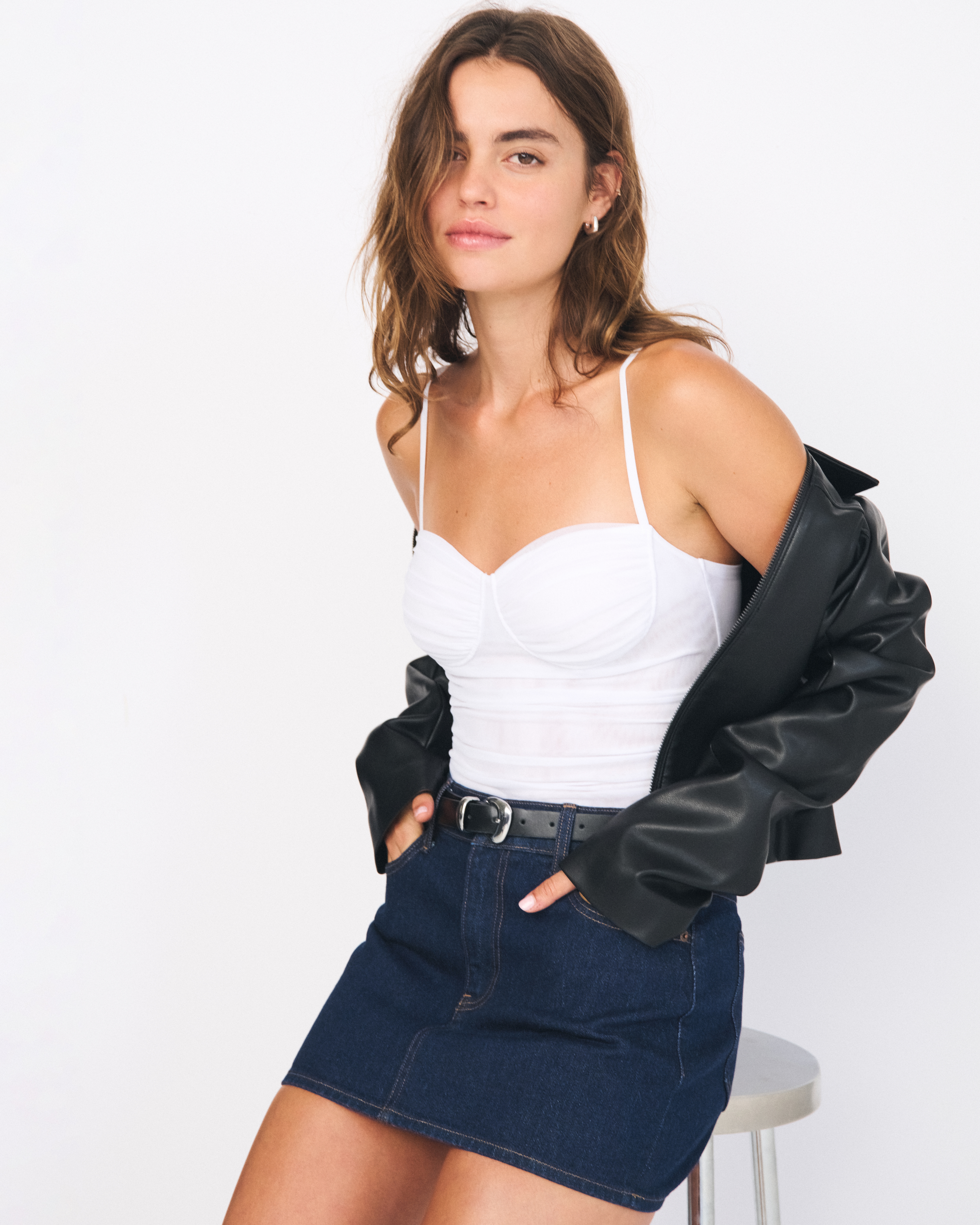 Abercrombie & Fitch Bra-free Mesh Bodysuit In White