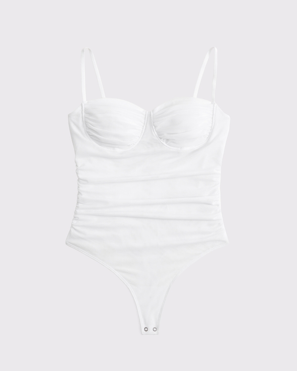 Bra-Free Mesh Bodysuit, White view 1