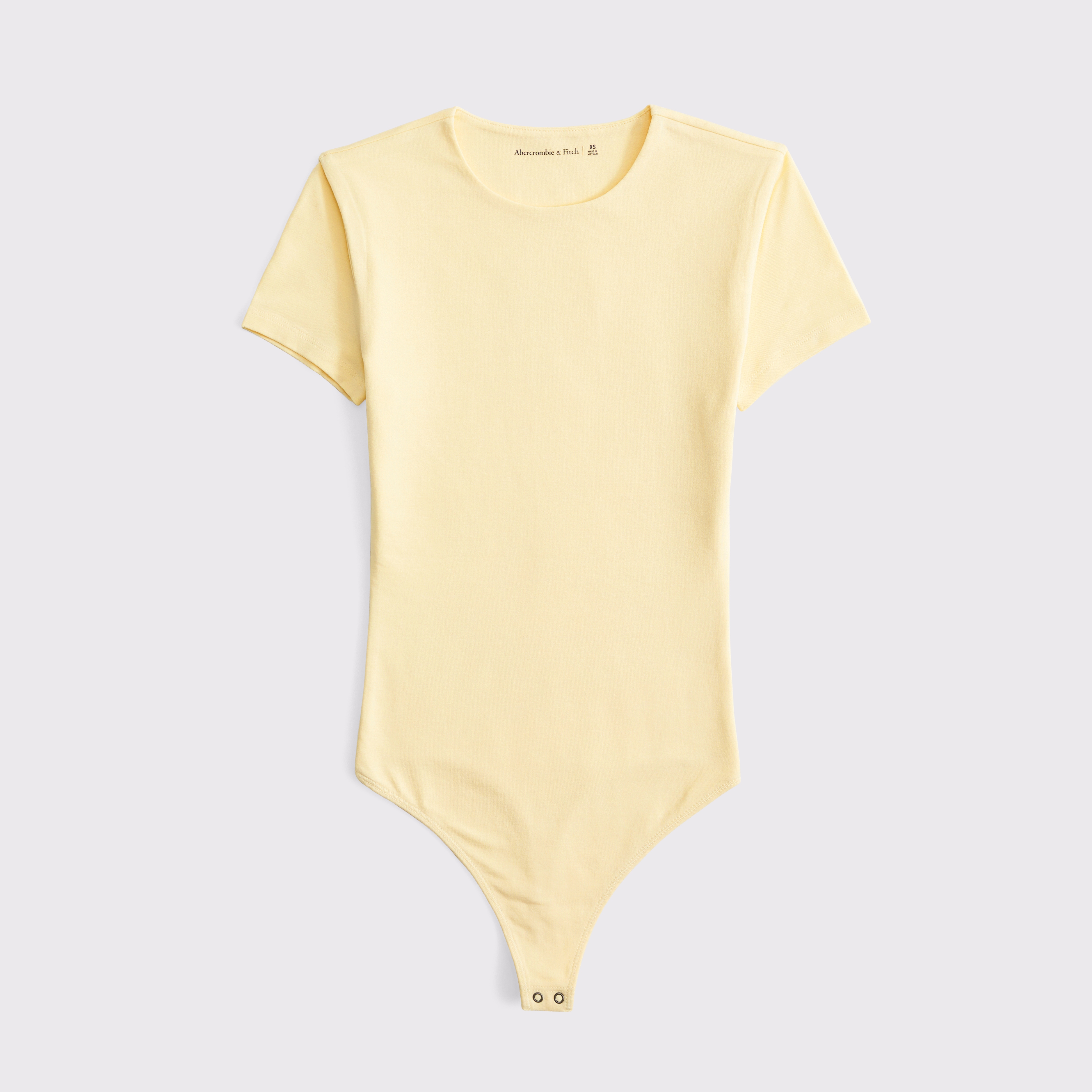 Abercrombie & Fitch Cotton-blend Seamless Fabric Tee Bodysuit In Yellow
