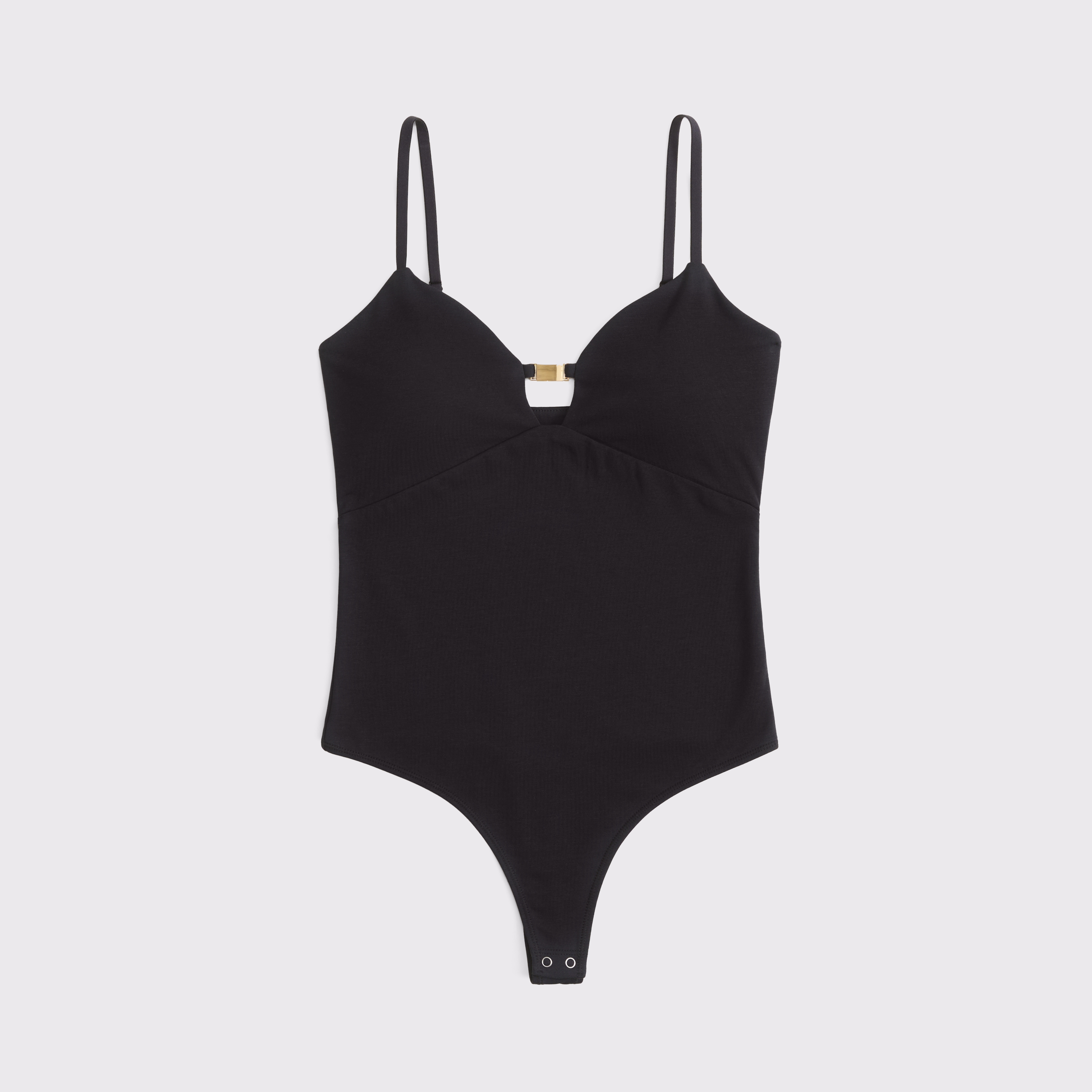 Abercrombie & Fitch Bra-free Hardware Cutout Bodysuit In Black