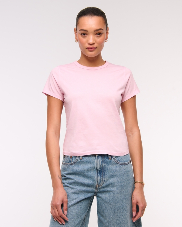Essential Polished Body-Skimming Tee, Baby Pink view 1