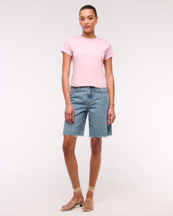 Essential Polished Body-Skimming Tee, Baby Pink view 2