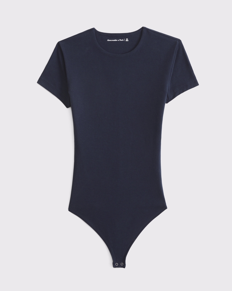 Women's Short-Sleeve Cotton-Blend Seamless Fabric Crew