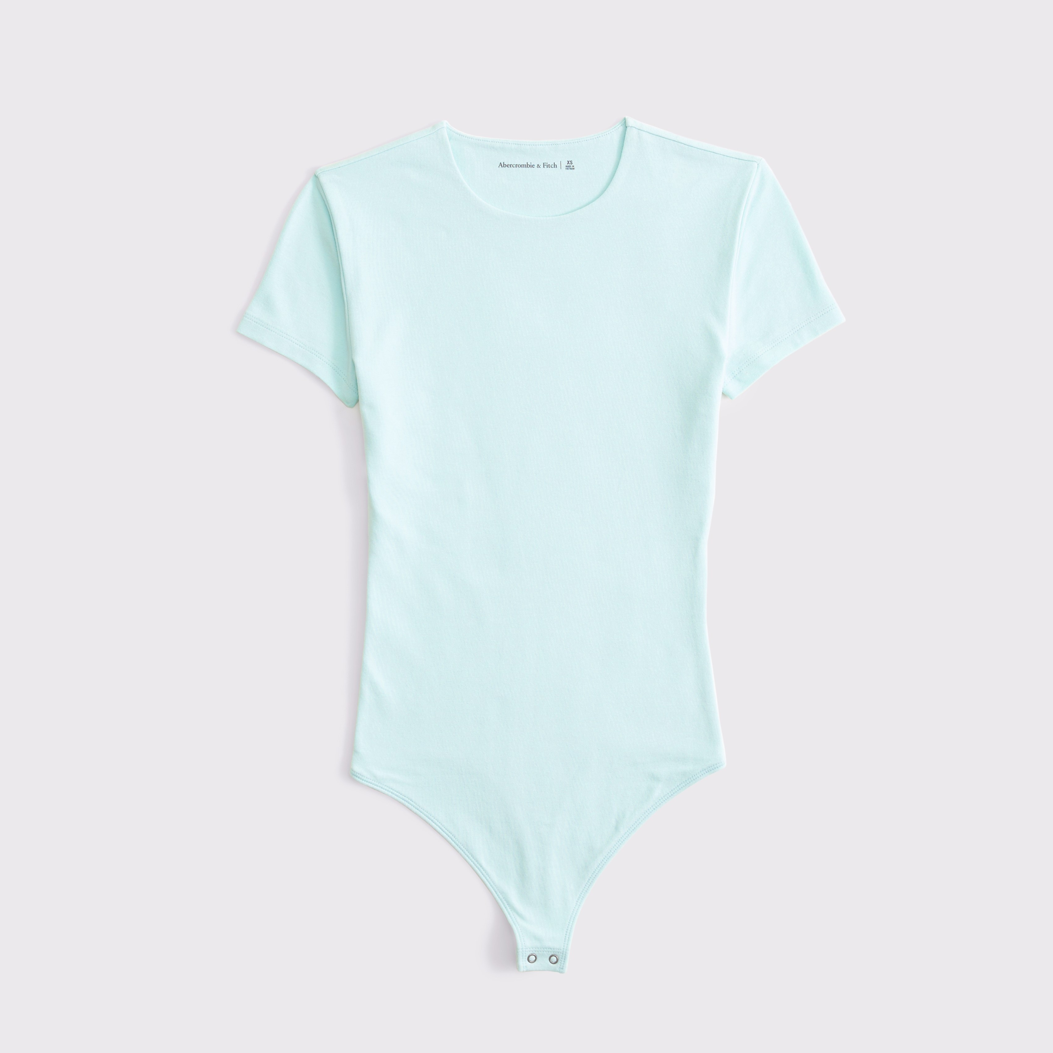 Abercrombie & Fitch Short-sleeve Cotton-blend Seamless Fabric Crew Bodysuit In Blue
