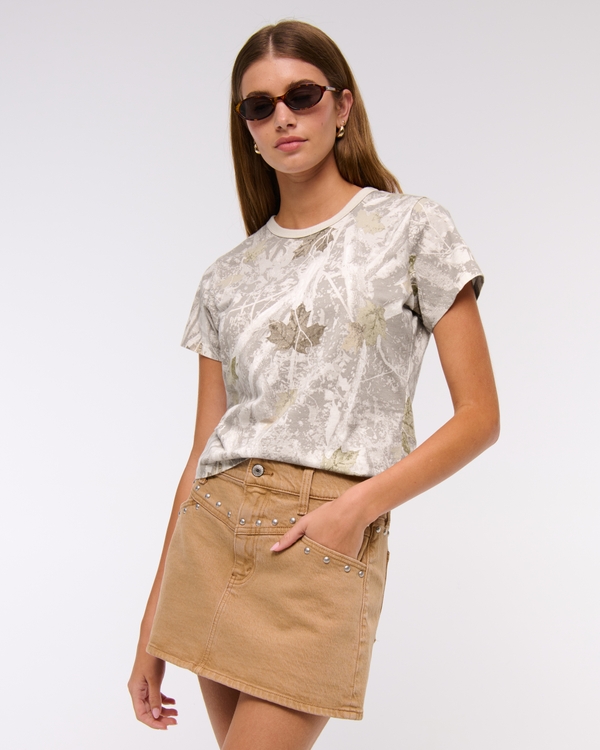 Essential Polished Body-Skimming Tee, Camo view 1