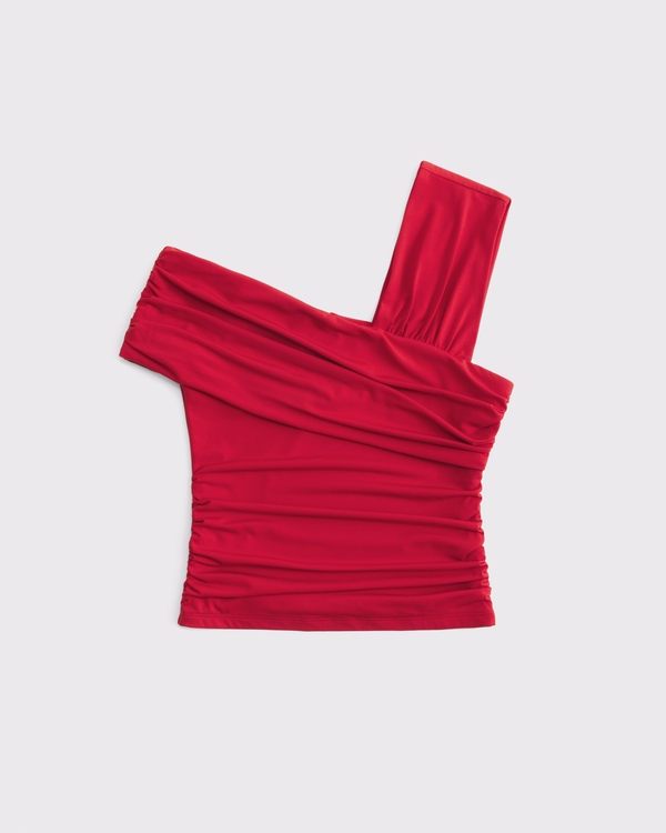 Asymmetrical Wrap Top, Vivid Red view 1