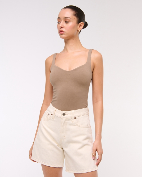 Bra-Free Seamless Sweetheart Tank, Brown view 1