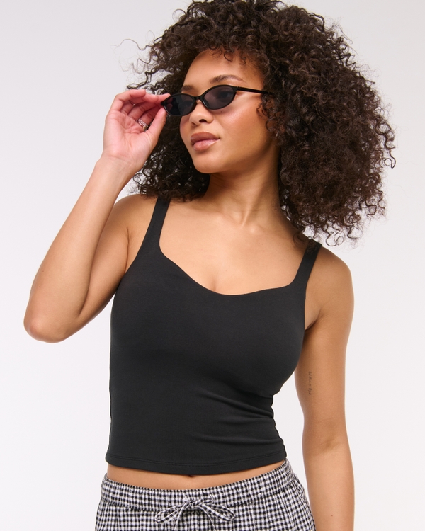 Bra-Free Seamless Sweetheart Tank, Black view 2