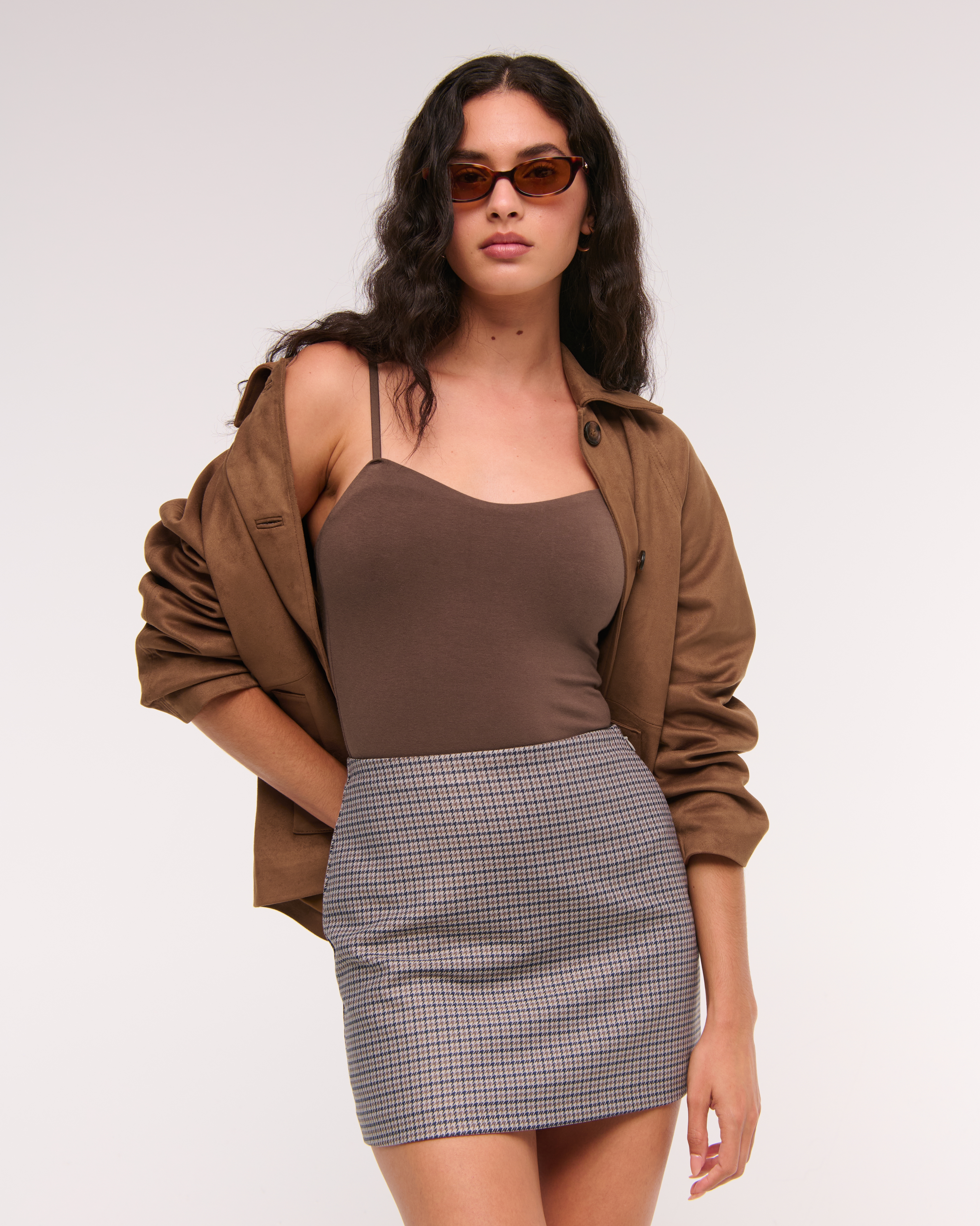 Abercrombie & Fitch Bra-free Sweetheart Bodysuit In Brown