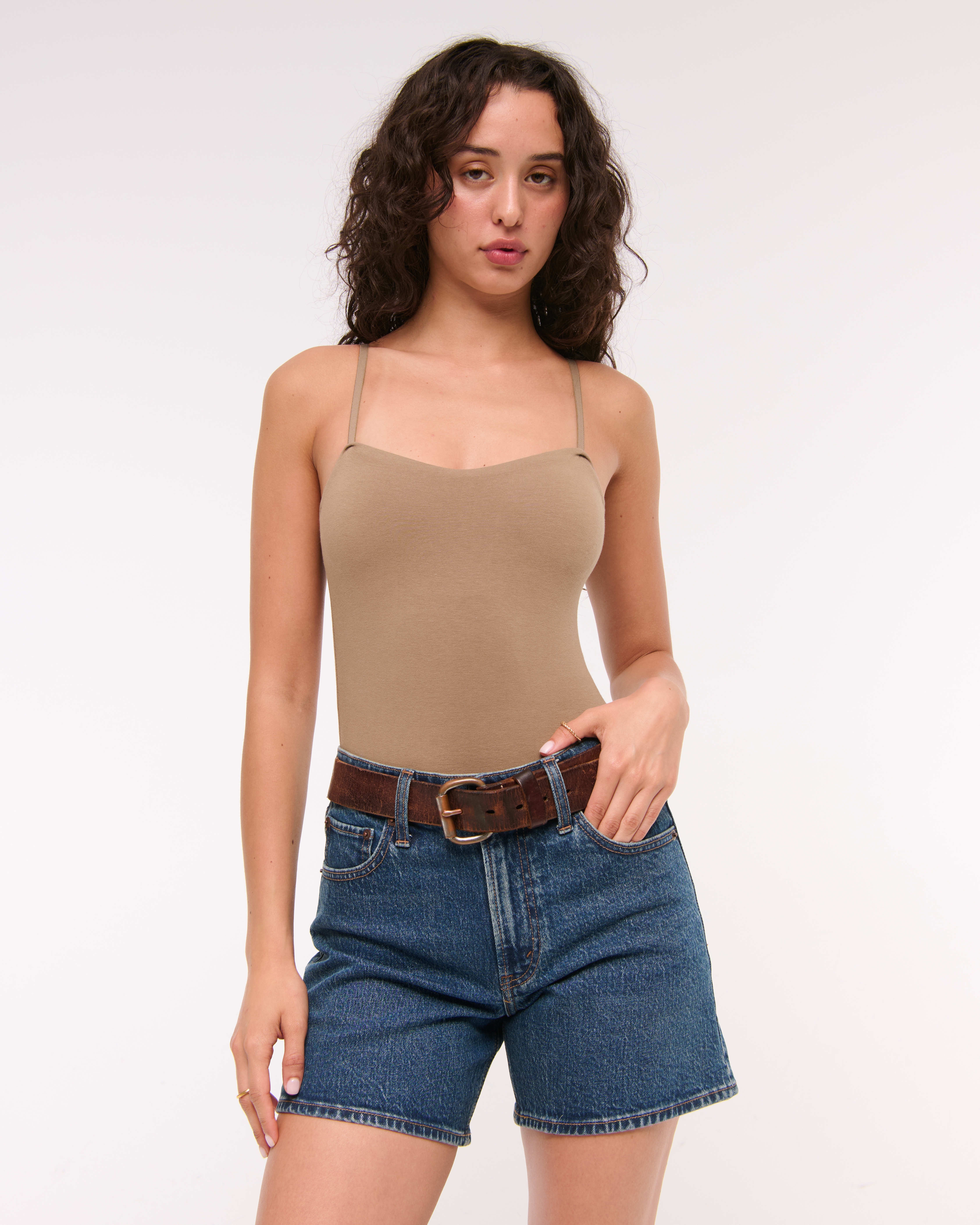 Abercrombie & Fitch Bra-free Sweetheart Bodysuit In Brown
