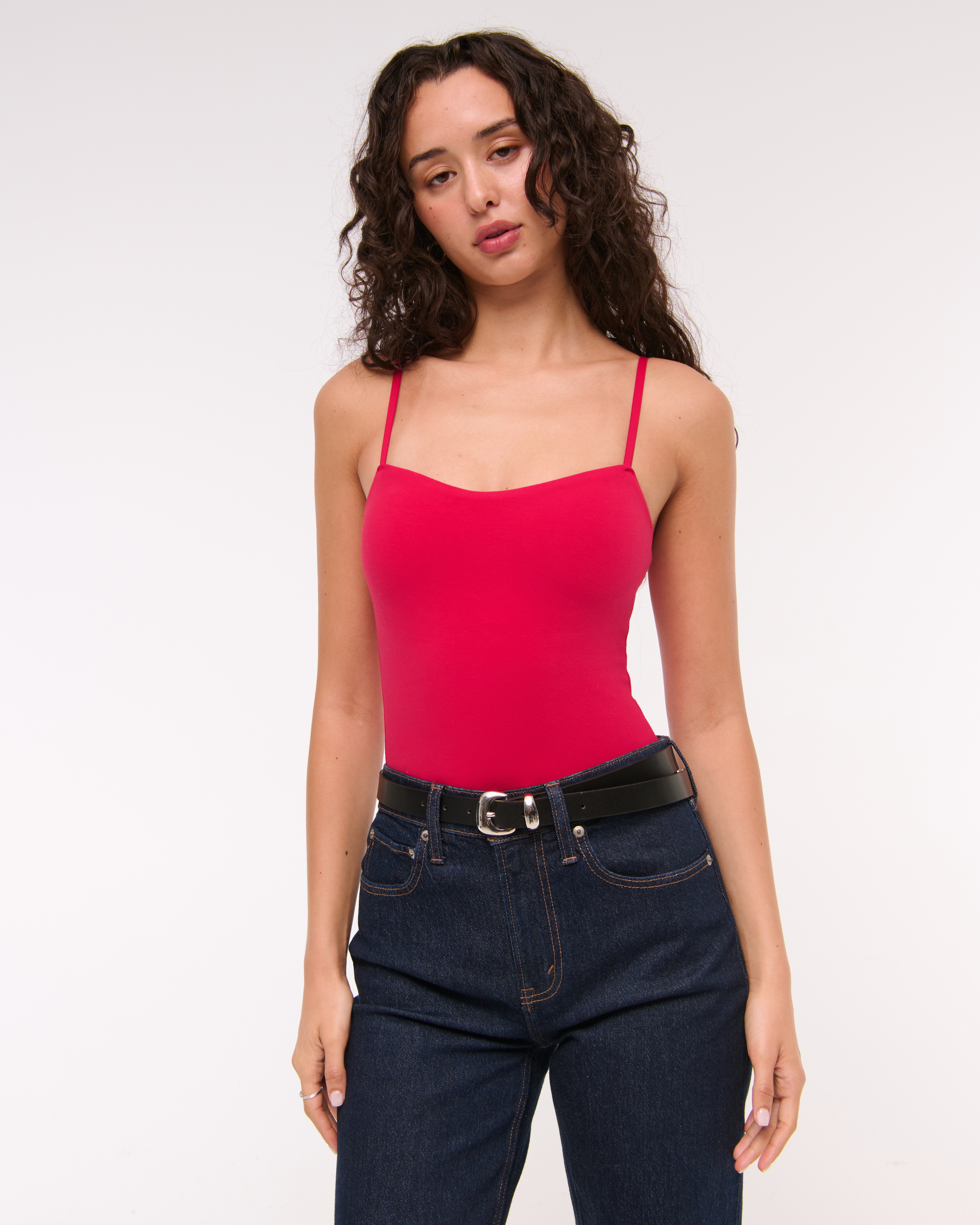 Abercrombie & Fitch Bra-free Sweetheart Bodysuit In Red