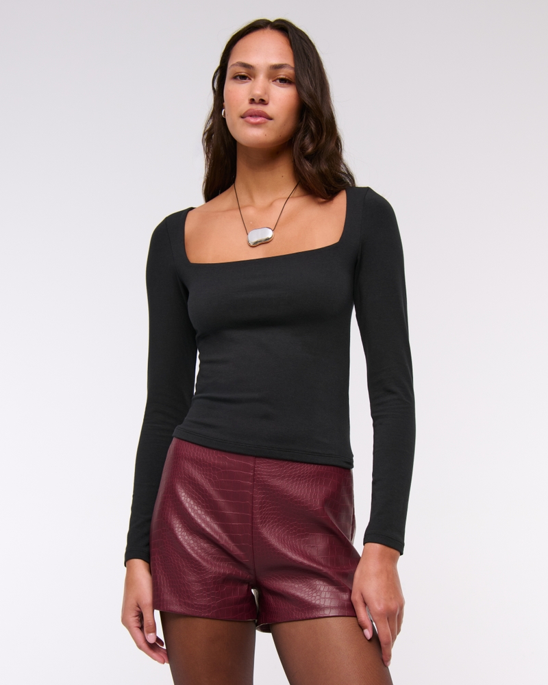 Double-Lined Wide Squareneck Top