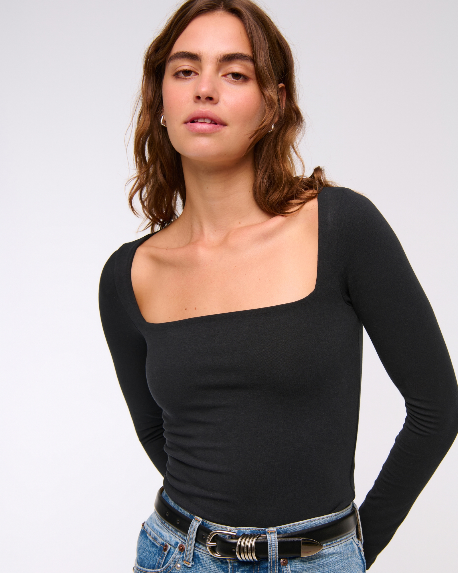 Double-Lined Wide Squareneck Bodysuit