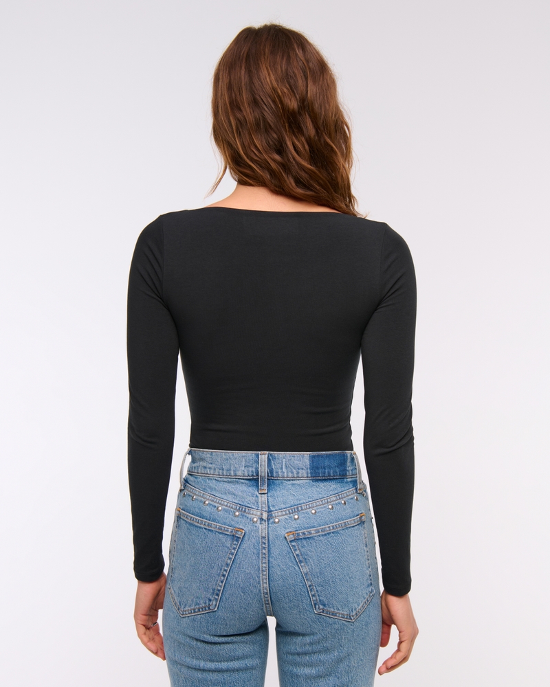 Double-Lined Wide Squareneck Bodysuit