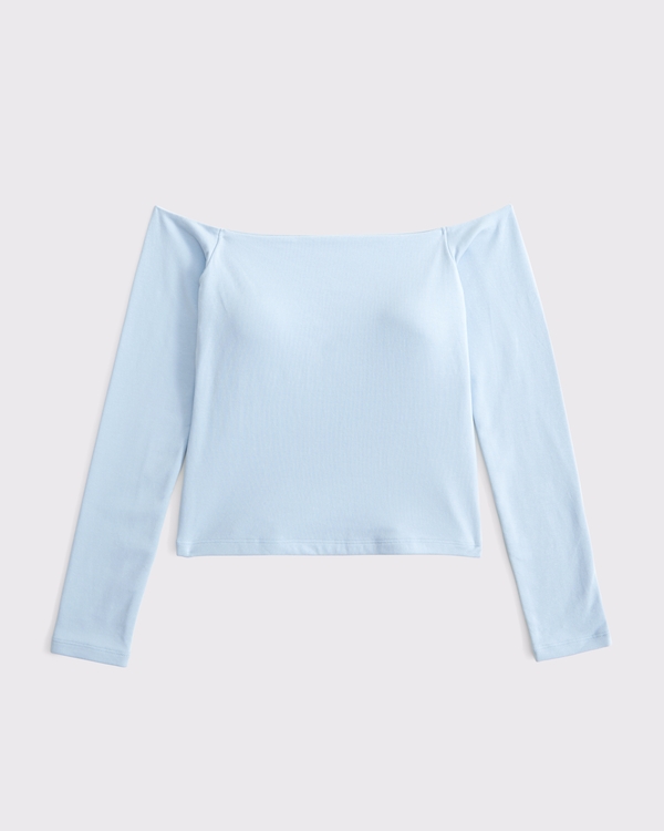 Bra-Free Off-The-Shoulder Top, Light Blue view 1
