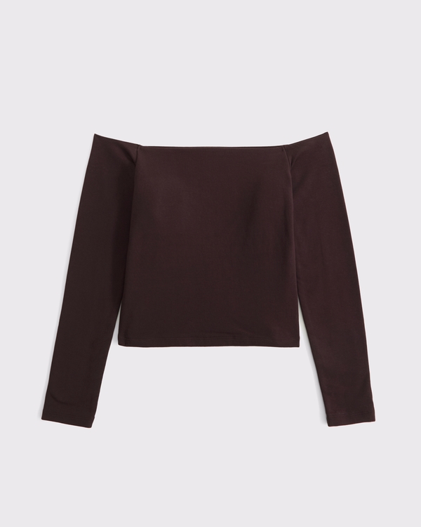 Bra-Free Off-The-Shoulder Top, Dark Coffee view 1