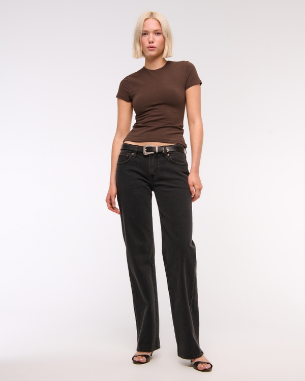 Bra-Free Double-Lined Baby Tee, Brown view 2