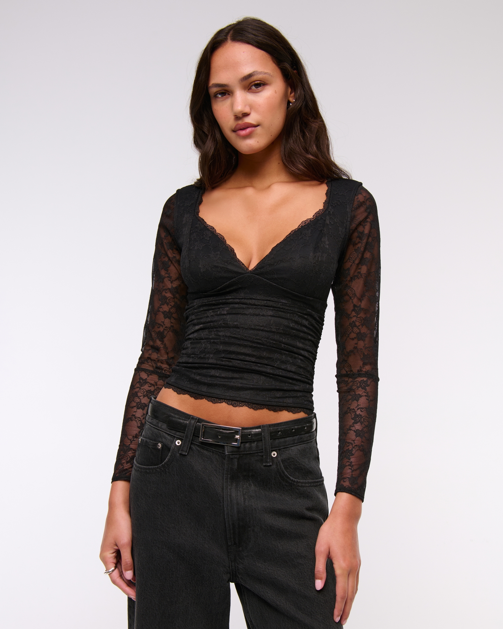 The A&F Zoe Bra-Free Lace Sweetheart Top