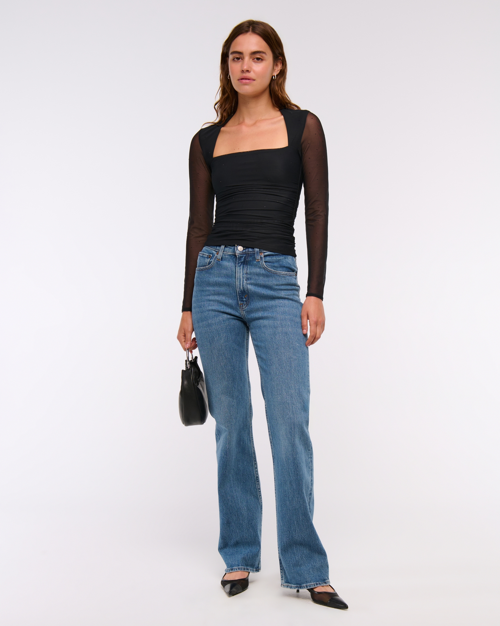 The A&F Ava Long-Sleeve Mesh Top