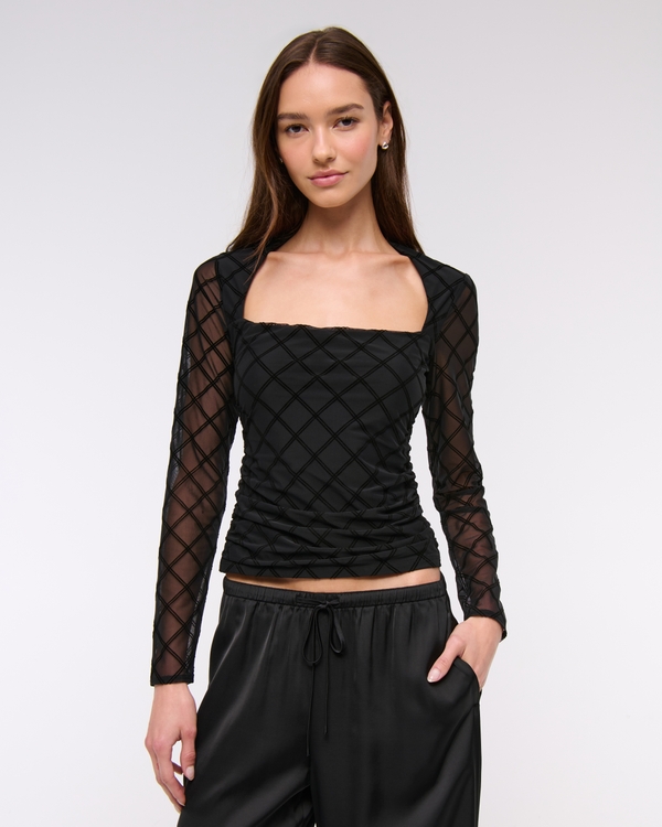 The A&F Ava Mesh Long-Sleeve Top