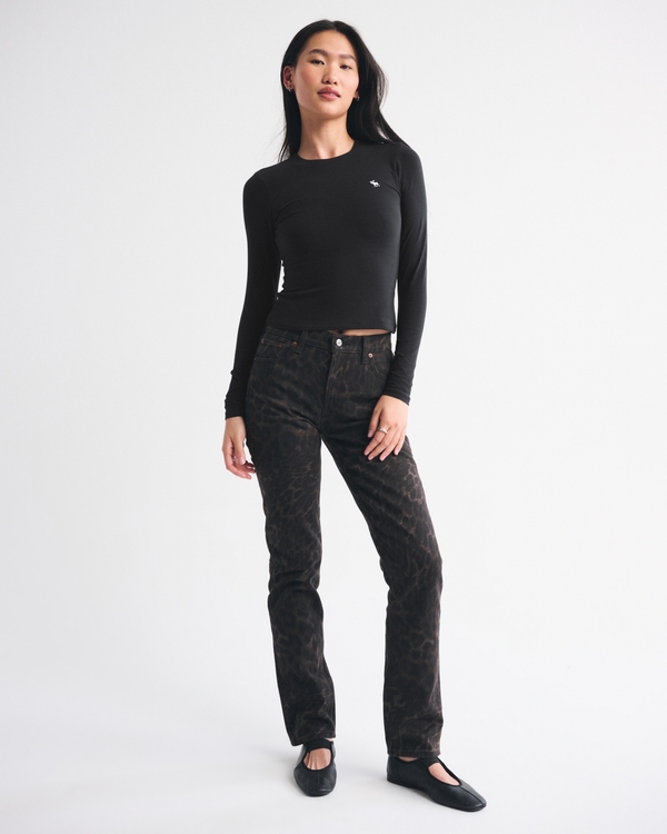 Long-Sleeve Icon Crew Top, Black view 2