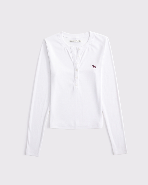 Long-Sleeve Icon Henley Top, White view 1