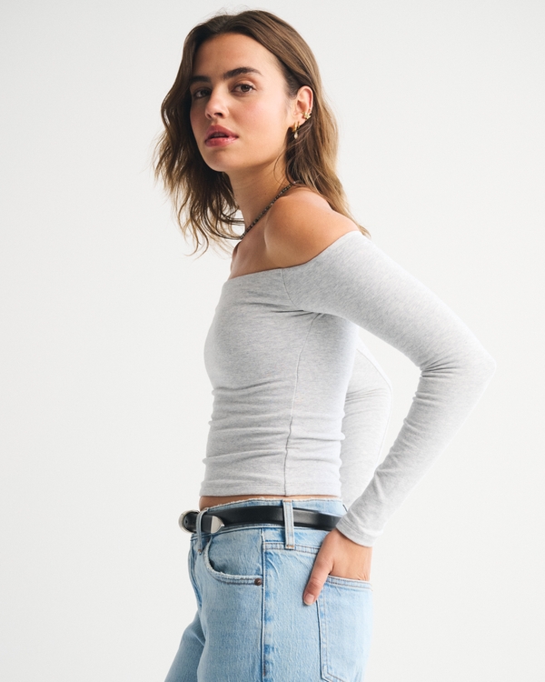 Bra-Free Off-The-Shoulder Long-Sleeve Top