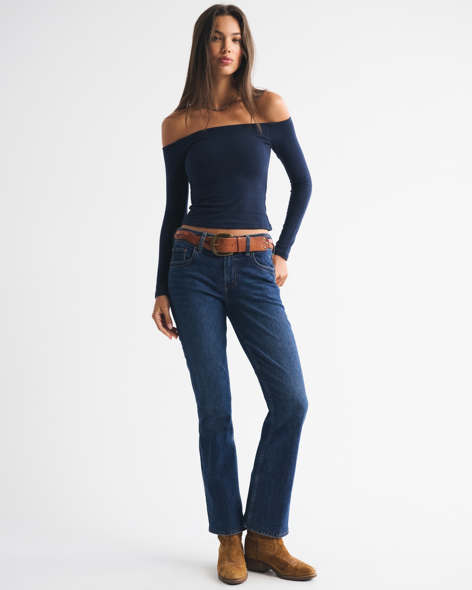 Bra-Free Off-The-Shoulder Long-Sleeve Top