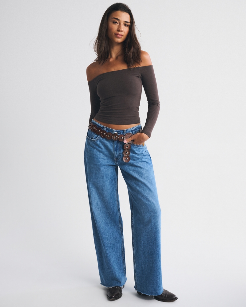Bra-Free Off-The-Shoulder Long-Sleeve Top