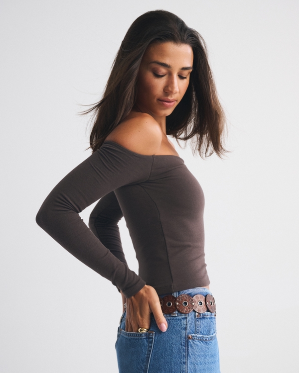 Bra-Free Off-The-Shoulder Long-Sleeve Top